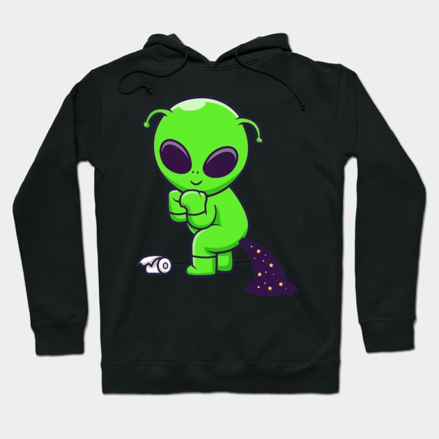 Cute alien pooping space Hoodie by TheDesigNook